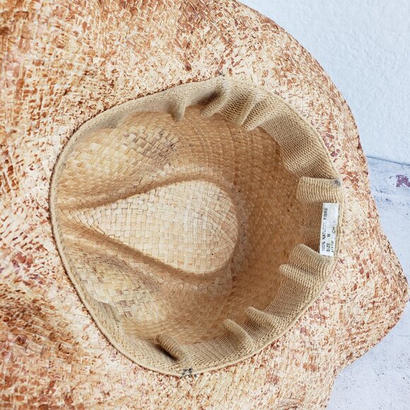 Vintage Straw Hat Cowboy Cowgirl Western Bohemian Unisex size M Resort Beaded - Picture 6 of 10